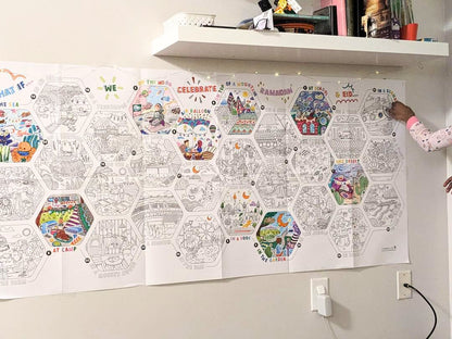 Giant Ramadan Coloring Poster and Sticker Book (68"x30") - Sabiqounbooks