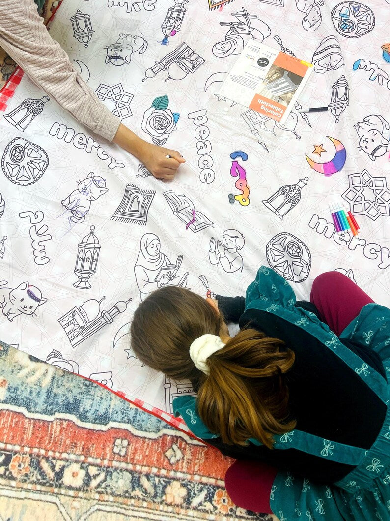 Islamic Coloring Tablecloth for Kids - Sabiqounbooks